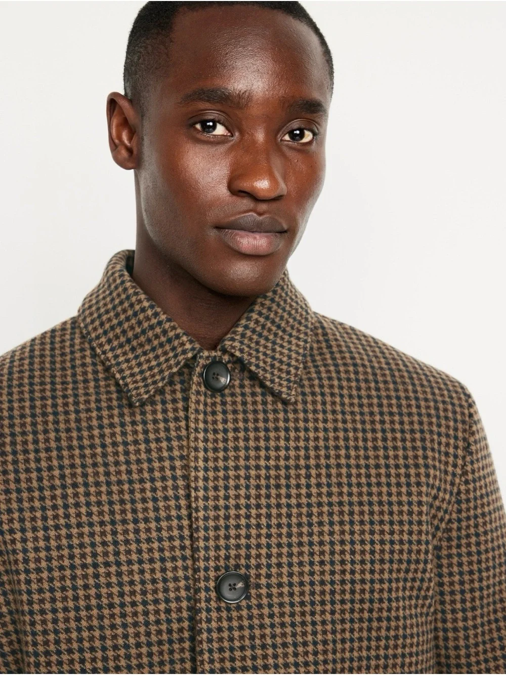 Old Navy Relaxed Houndstooth Topcoat Brown Chocolate Pot de Crème Small